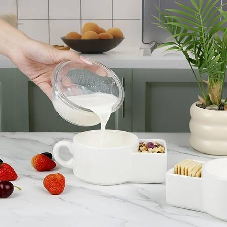 1pc Ceramic Soup and Cookie Cup or Cereal Bowl with Handle – Versatile Breakfast and Party Bowl for All Occasions