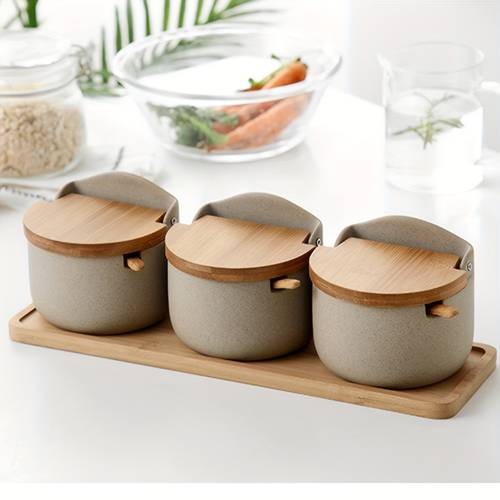 2/3pcs/set Seasoning Pot Set – Elegant Ceramic Spice Storage for Your Kitchen