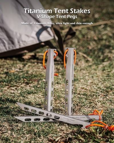 4pcs Pure Titanium Ground Stakes – Lightweight, Portable Tent Stabilization for Ultimate Windproof Protection