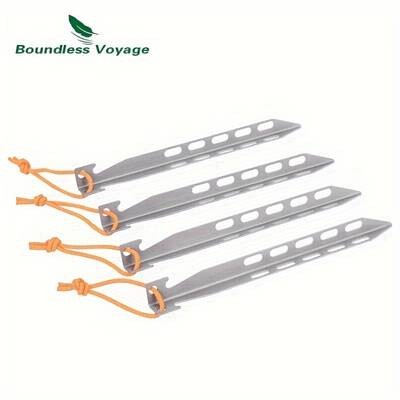 4pcs Pure Titanium Ground Stakes – Lightweight, Portable Tent Stabilization for Ultimate Windproof Protection