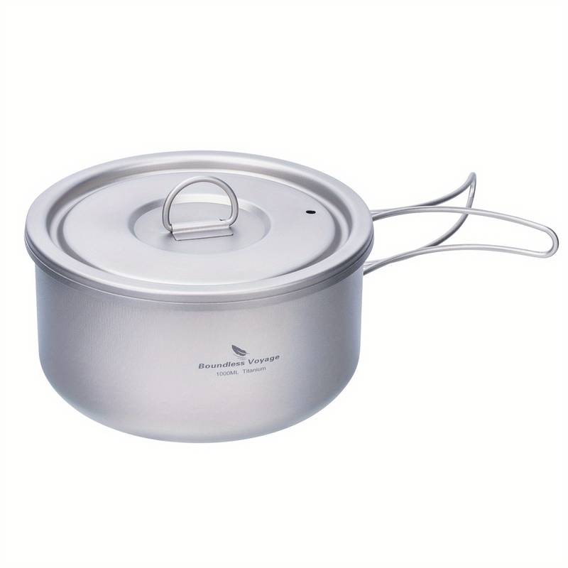 Boundless Voyage 1000ml/1L Titanium Camping Pot with Lid – Lightweight, Durable Outdoor Cooking Companion for Adventurers
