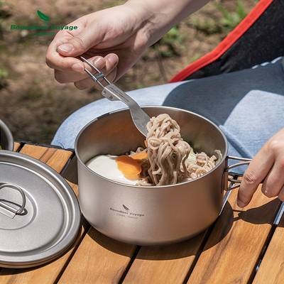 Boundless Voyage 1000ml/1L Titanium Camping Pot with Lid – Lightweight, Durable Outdoor Cooking Companion for Adventurers