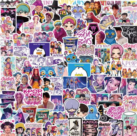 K-POP DEMON HUNTERS SAjA Boys HUNTR/X Graffiti Stickers Phone Guitar Laptop Notebook Suitcase Waterproof Sticker