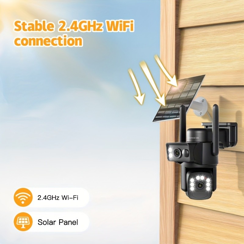 Days10x Zoom 360-Degree Low-Power CCTV Solar Panel Battery WiFi Camera