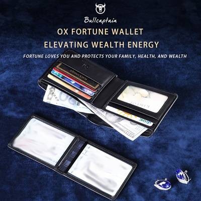 BULLCAPTAIN Men's Genuine Leather Wallet – Stylish & Sophisticated with Golden-Tone Accents