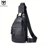 BULLCAPTAIN Genuine Leather Chest Bag – Retro-Inspired Large Multi-Functional Messenger Bag