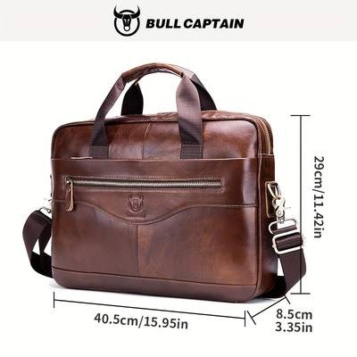 BULLCAPTAIN Men's Genuine Leather Backpack & Handbag – Multi-Functional, Large Capacity Cowhide Satchel for Business & Travel