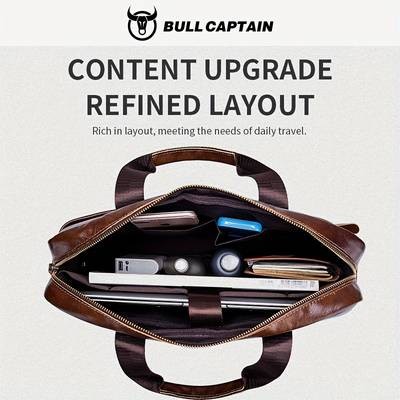 BULLCAPTAIN Men's Genuine Leather Backpack & Handbag – Multi-Functional, Large Capacity Cowhide Satchel for Business & Travel