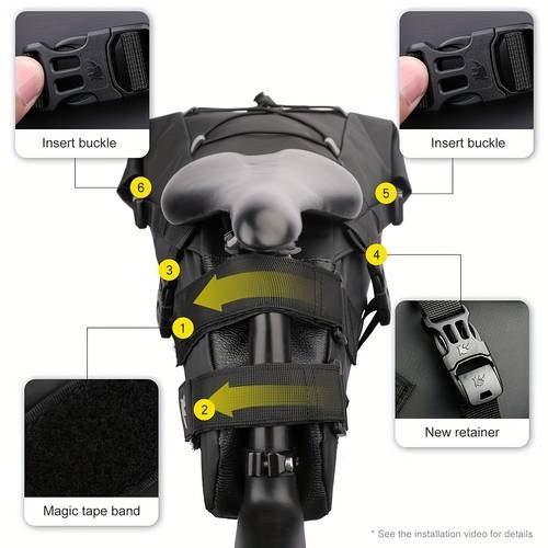 Rhinowalk Large Capacity 10L-13L Heavy-Duty Bicycle Saddle Bag – Durable Bike Pannier with Reflective Strap & Adjustable Straps