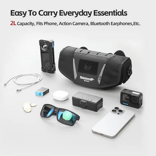 Rhinowalk Motorcycle Handlebar Bag 2L – Heavy-Duty Molle System with Adjustable Strap for Tools & Essentials