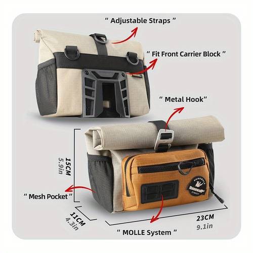 Rhinowalk Handlebar Bag for BROMTON/DAHON Folding Bikes – 4L Quick-Release Front Basket for Urban Cycling & Commuting