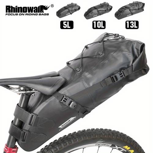 Rhinowalk Large Capacity Bicycle Saddle Bag – 5L-10L-13L Tail Bag with Reflective Straps & Adjustable Mounting Points
