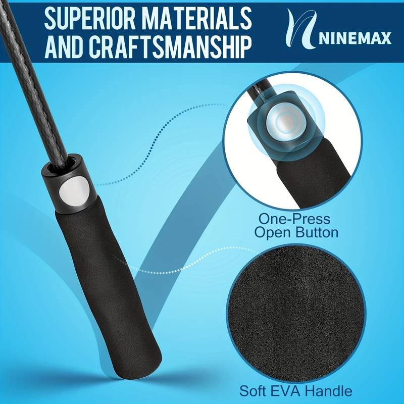 NINEMAX Oversized Double-Layer Golf Umbrella – 157.48cm Automatic Open, 8-Rib Glass Fiber Frame, Double Canopy Vented Design