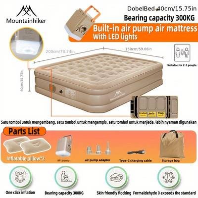 Mountainhiker Air Cushion Outdoor Portable Fully Automatic Sleeping Pad – Self-Inflating for Camping, 2-3 People Capacity