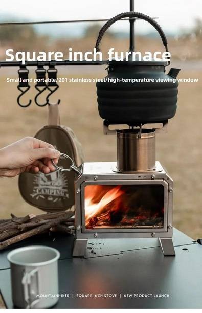 Mountainhiker Portable Wood Firewood Square Stove – Stainless Steel Wood Burning Stove for Camping, Hiking & Outdoor Adventures