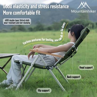 MOUNTAINHIKER Heavy-Duty Portable Folding Chair with Adjustable Height & High Backrest – Durable Oxford Cloth & Aluminum Frame for Outdoor Use