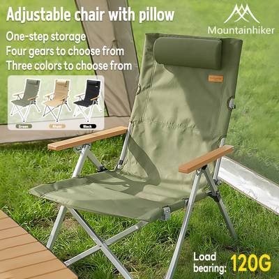 MOUNTAINHIKER Heavy-Duty Portable Folding Chair with Adjustable Height & High Backrest – Durable Oxford Cloth & Aluminum Frame for Outdoor Use