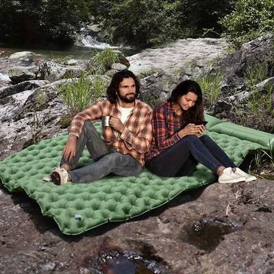 PACOONE Double Sleeping Pad Camping Mattress – Extra Thick Queen Tent Mattress for 2 People with Foot Pump