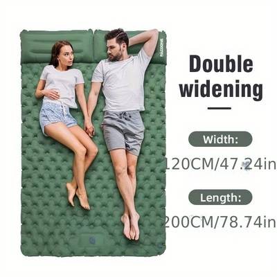 PACOONE Double Sleeping Pad Camping Mattress – Extra Thick Queen Tent Mattress for 2 People with Foot Pump