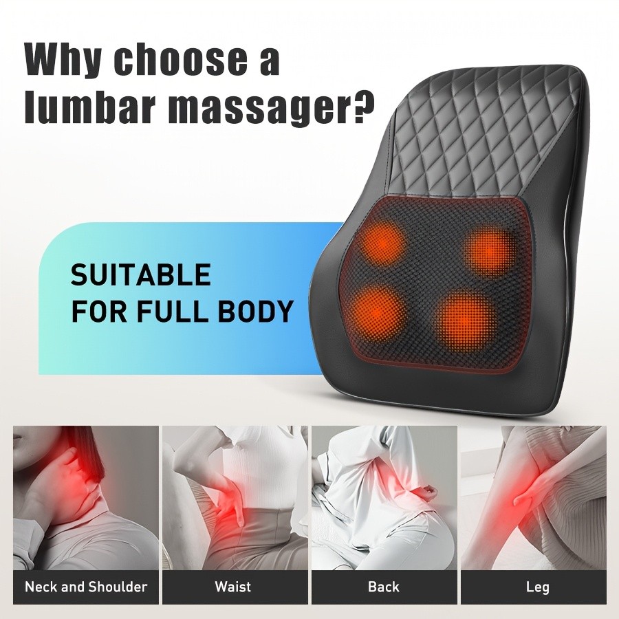 Back Massager with Heat – 3D Kneading Massage Pillow for Neck, Back, Shoulder, and Legs