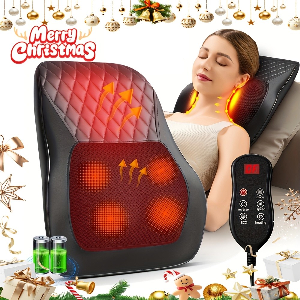Back Massager with Heat – 3D Kneading Massage Pillow for Neck, Back, Shoulder, and Legs