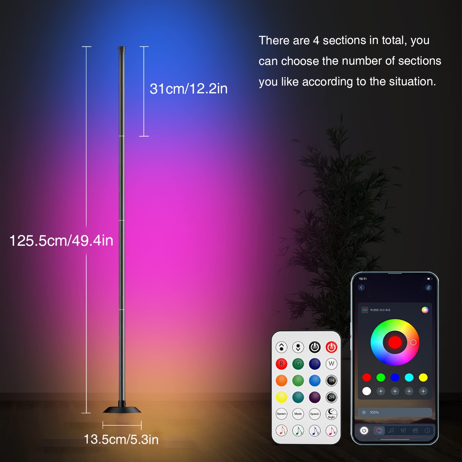 NBBUFF Smart Home Corner Floor Lamp