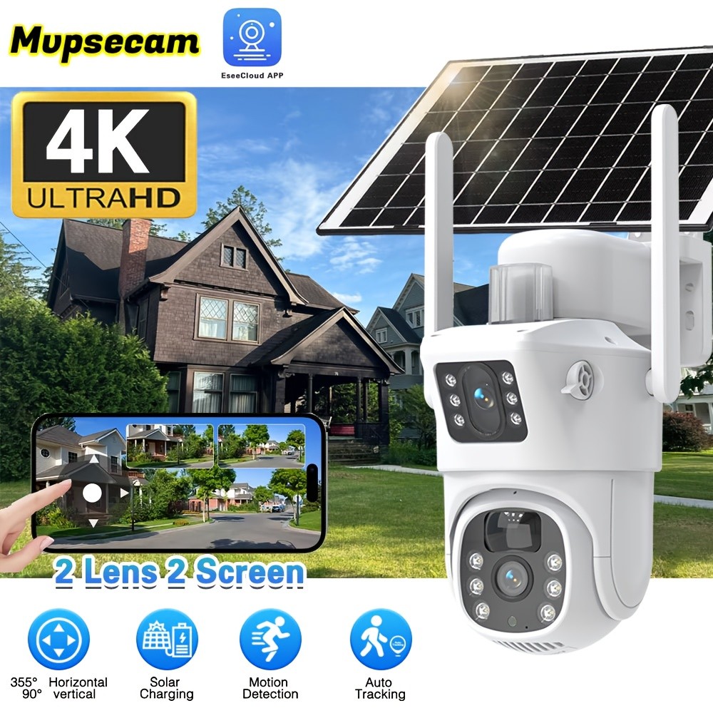 MvpSecam 4K 8MP Dual Lens PTZ Solar Security Camera