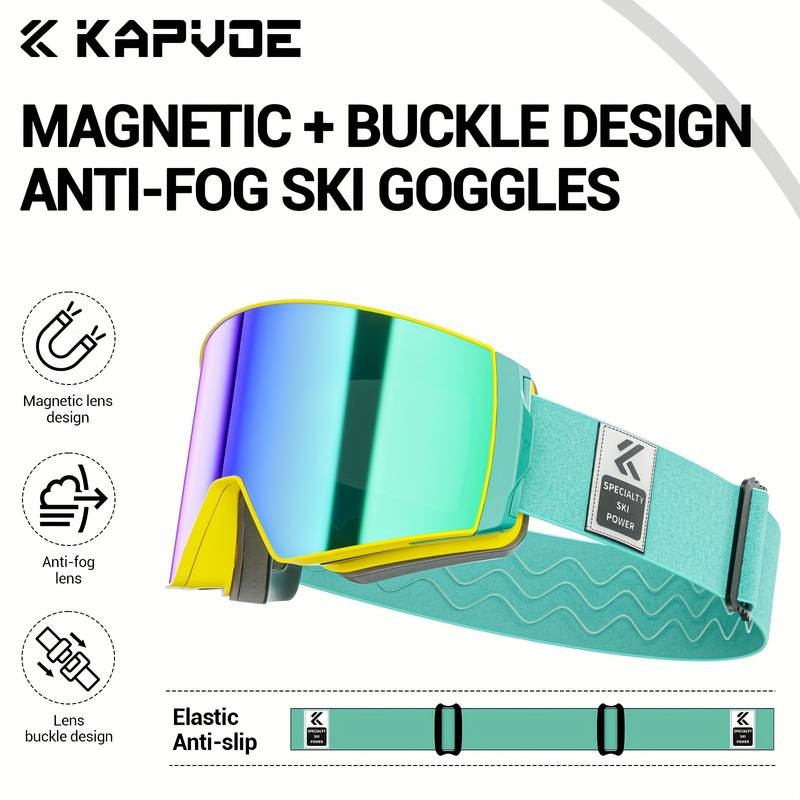KAPVOE Photochromic Skiing Glasses – Magnetic HD Lenses, TPU Frame, Ideal for Alpine Skiing & Snowboarding