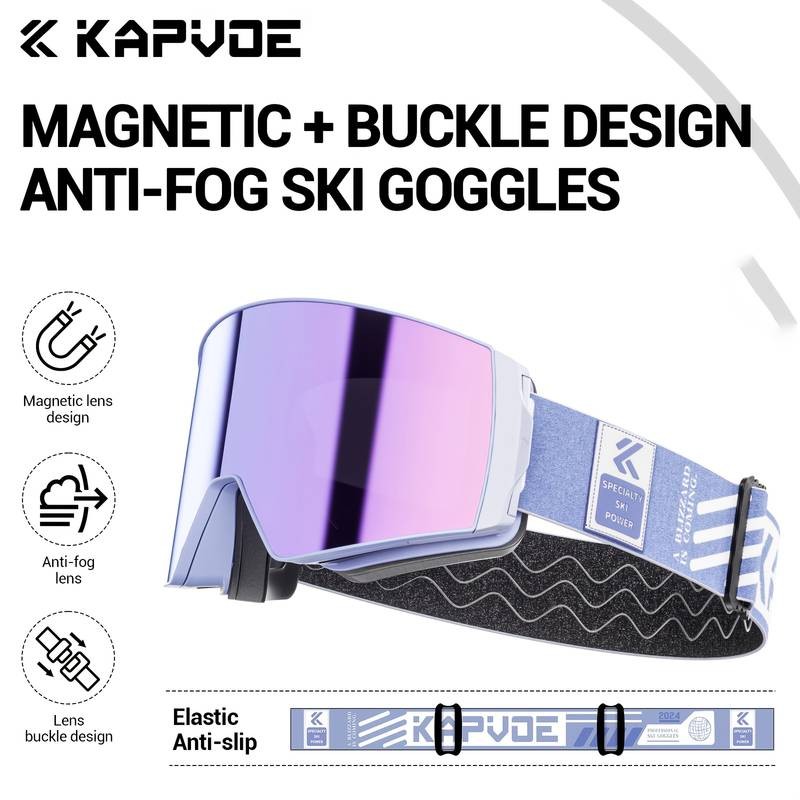 KAPVOE Photochromic Skiing Glasses – Magnetic HD Lenses, TPU Frame, Ideal for Alpine Skiing & Snowboarding
