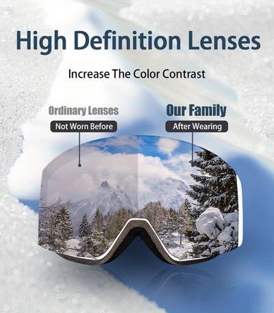 KAPVOE Photochromic Ski Goggles for Men & Women – UV400 Anti-Fog, Windproof, Mirrored Snowboarding & Skiing Glasses with Breathable TPU Frame