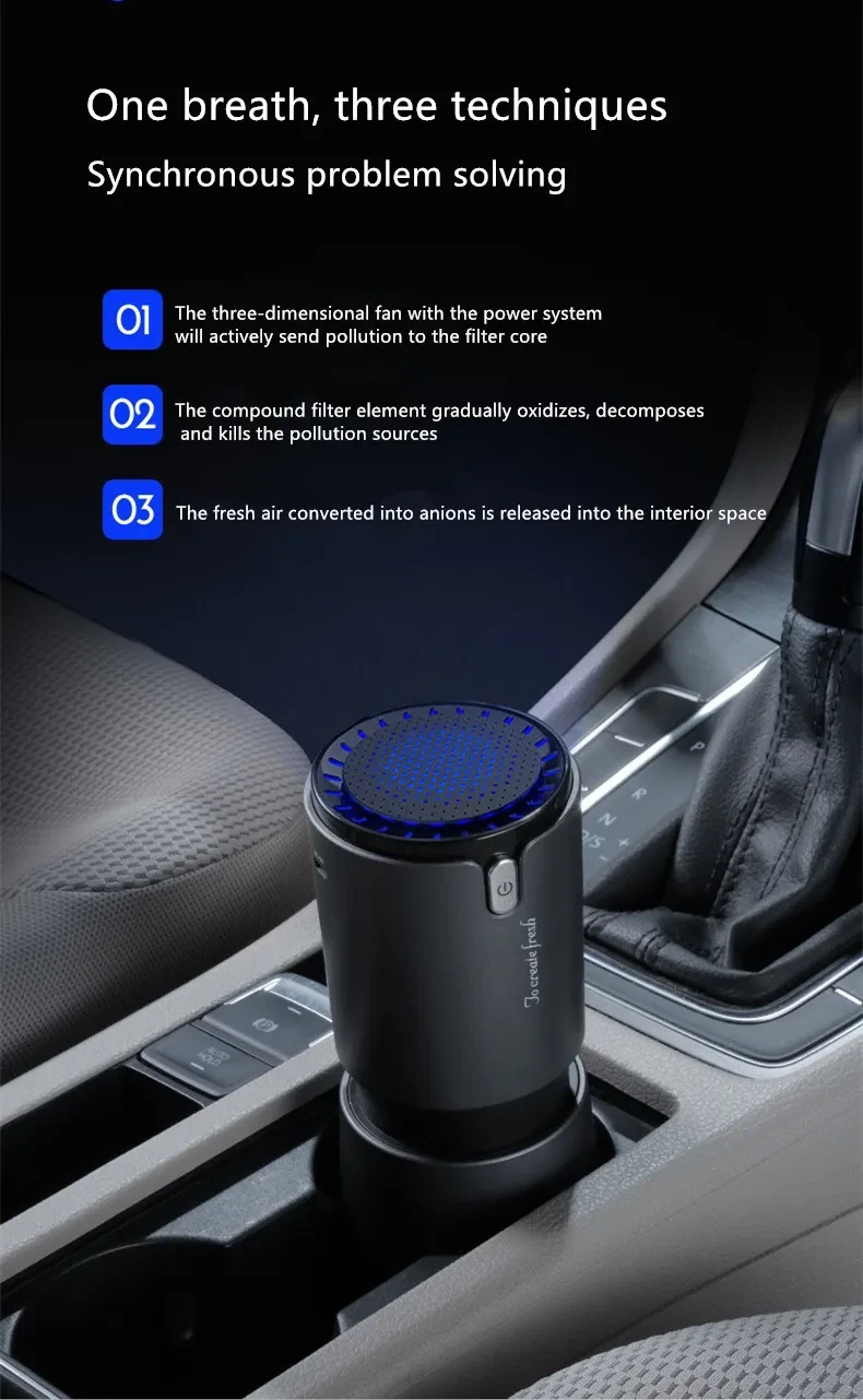 Portable Mini Air Purifier Car Freshener with Ture HEPA Filter