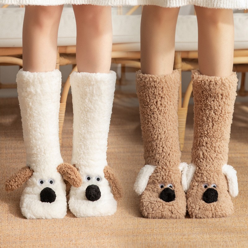 Cute Cartoon Dog Floor Socks – Cozy, Non-Slip Winter Warmth