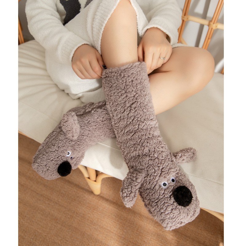Cute Cartoon Dog Floor Socks – Cozy, Non-Slip Winter Warmth