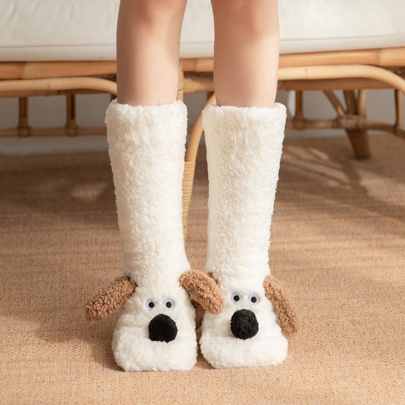Cute Cartoon Dog Floor Socks – Cozy, Non-Slip Winter Warmth