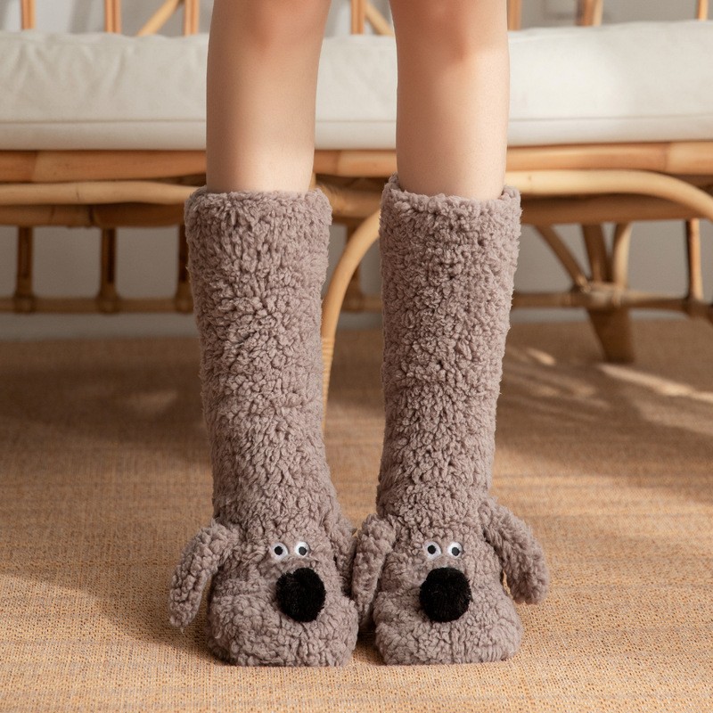 Cute Cartoon Dog Floor Socks – Cozy, Non-Slip Winter Warmth