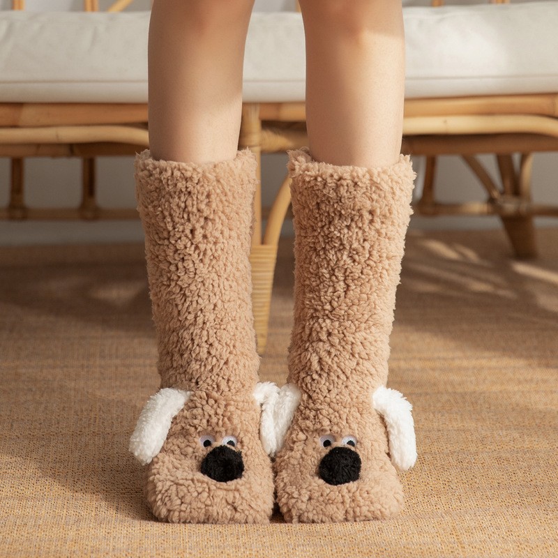 Cute Cartoon Dog Floor Socks – Cozy, Non-Slip Winter Warmth