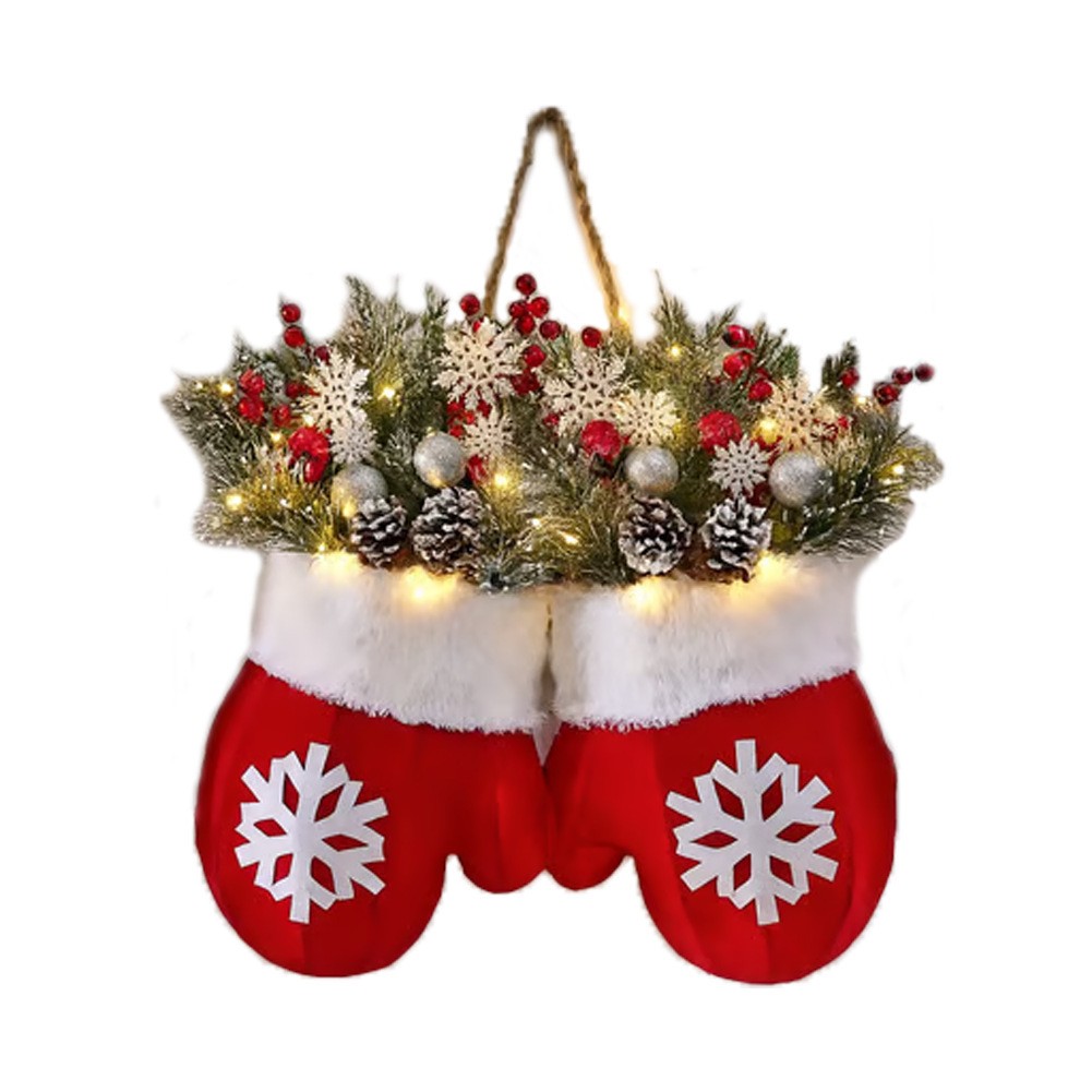 Christmas Garland – Creative Glove Shaped Simulated Flower Wreath for Festive Decor