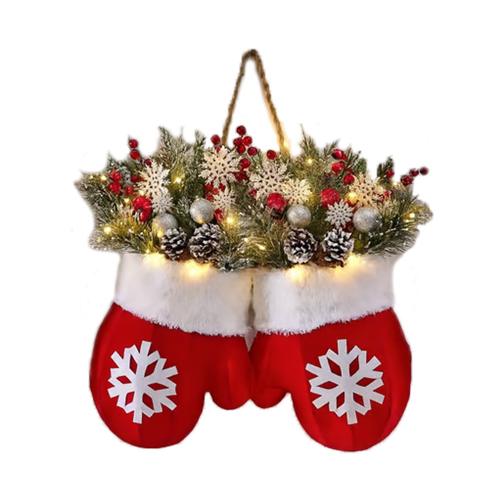 Christmas Garland – Creative Glove Shaped Simulated Flower Wreath for Festive Decor