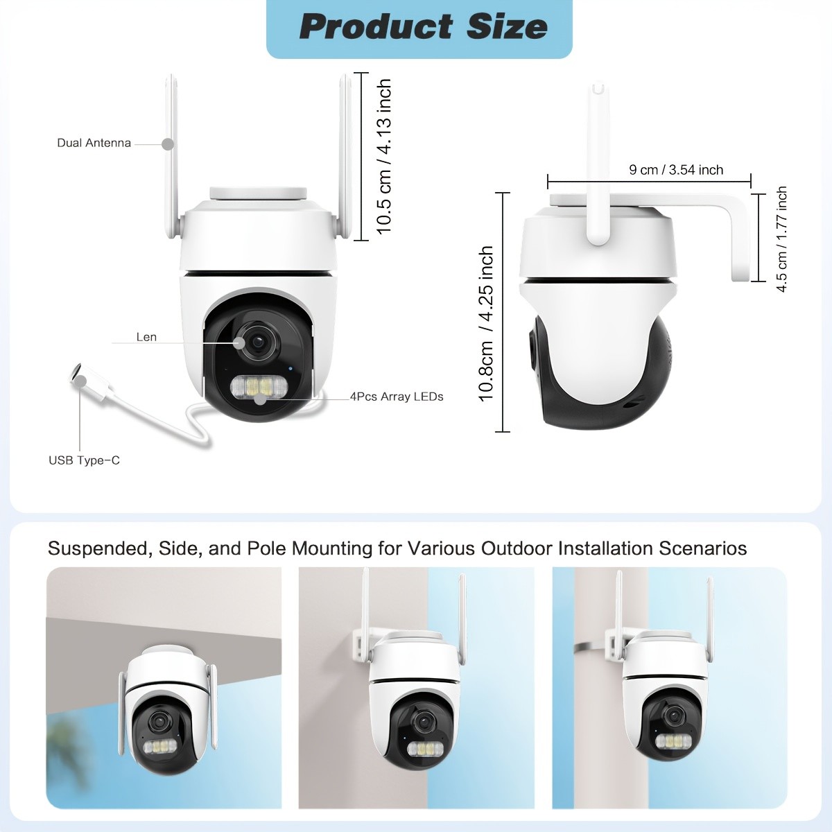 ANSHICAT Indoor/Outdoor Security Camera 360°