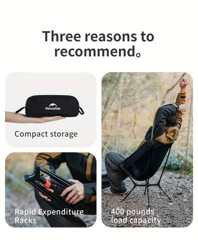Naturehike YL01 Heavy-Duty 200.03KG Capacity Instant Setup Camping Chair – Compact, Foldable with Footrest for Ultimate Outdoor Comfort