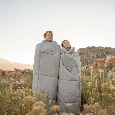 NATUREHIKE Dual Person Sleeping Bag with Pillow – Rectangular Down Insulated Sleeping Bag for Couples