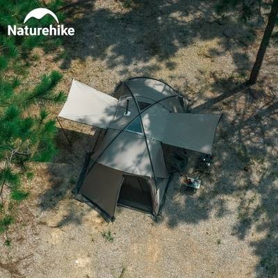 NATUREHIKE 4-Person Large Family Camping Tent – All-Season, Hexagonal 2-Bedroom Tent with Front Porch