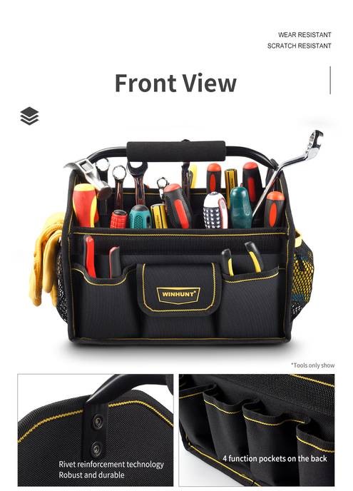 WINHUNT Electrician Tool Bag – Strong, Durable Canvas Bag for Maintenance & Carpentry