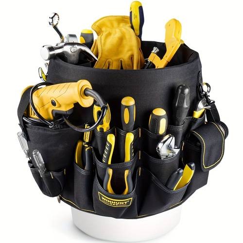 WINHUNT Heavy-Duty Bucket Tool Organizer – Portable Storage with Multiple Compartments for DIY, Carpentry, Plumbing, and More