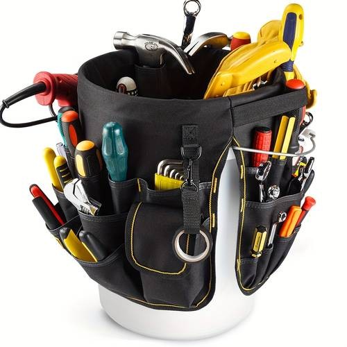 WINHUNT Heavy-Duty Bucket Tool Organizer – Portable Storage with Multiple Compartments for DIY, Carpentry, Plumbing, and More