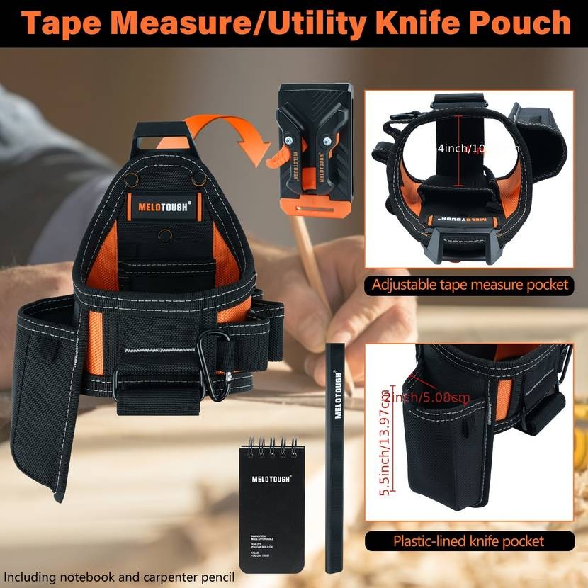MELOTOUGH Tape Measure Pouch/Utility Knife Pouch – Convenient and Durable Tool Belt Pouch