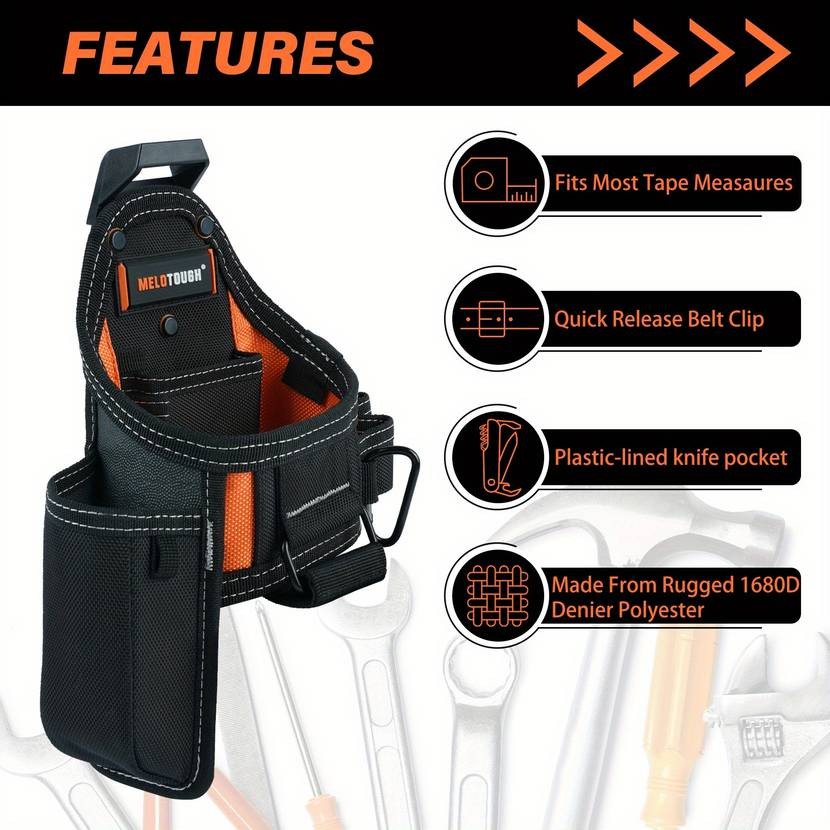 MELOTOUGH Tape Measure Pouch/Utility Knife Pouch – Convenient and Durable Tool Belt Pouch
