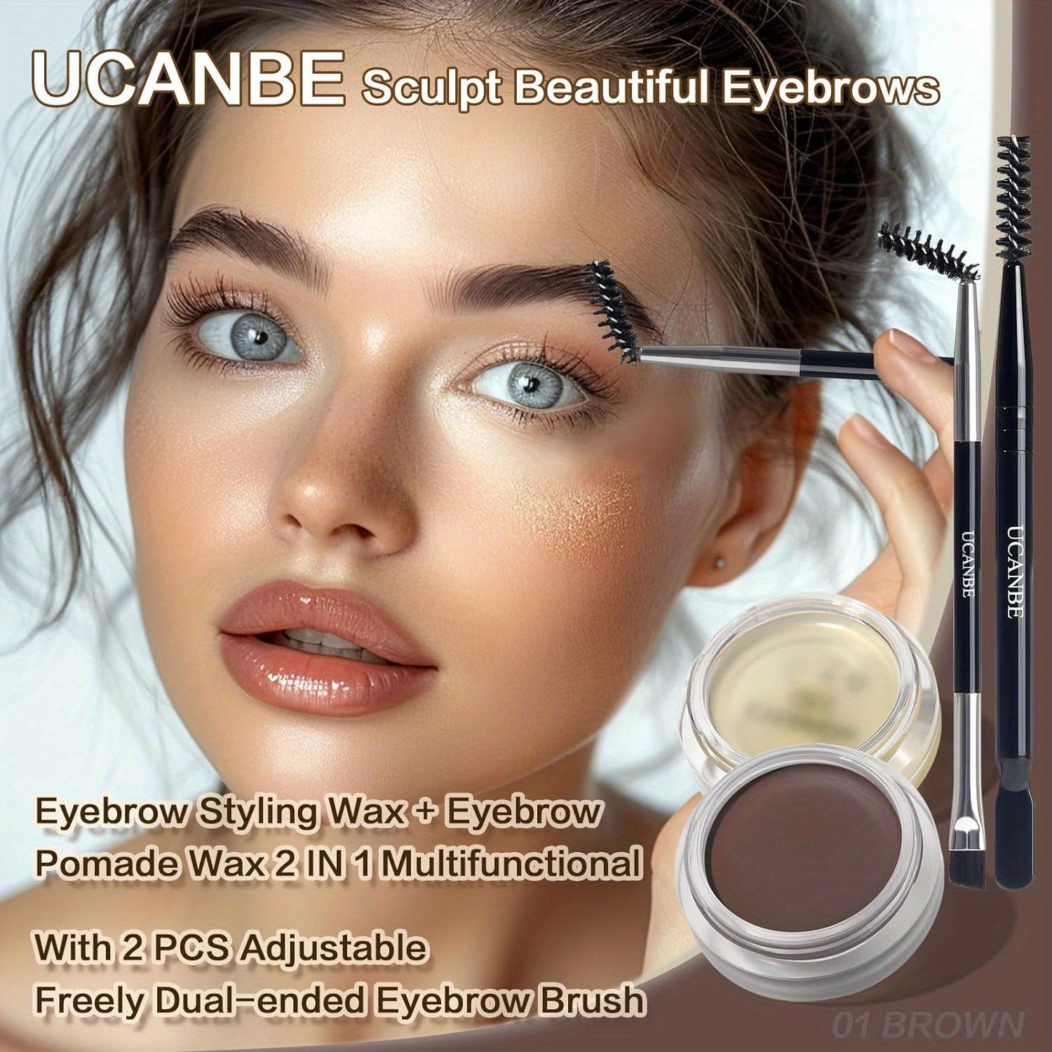UCANBE 2-in-1 Waterproof Eyebrow Gel & Pomade Kit