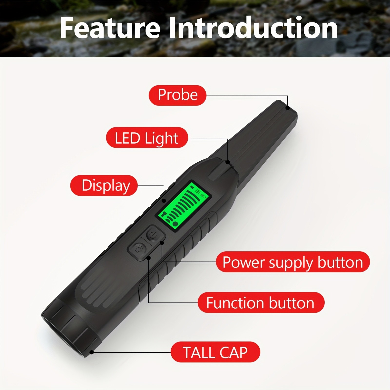 ANJKFLUR Metal Detector with LCD Display Pointer