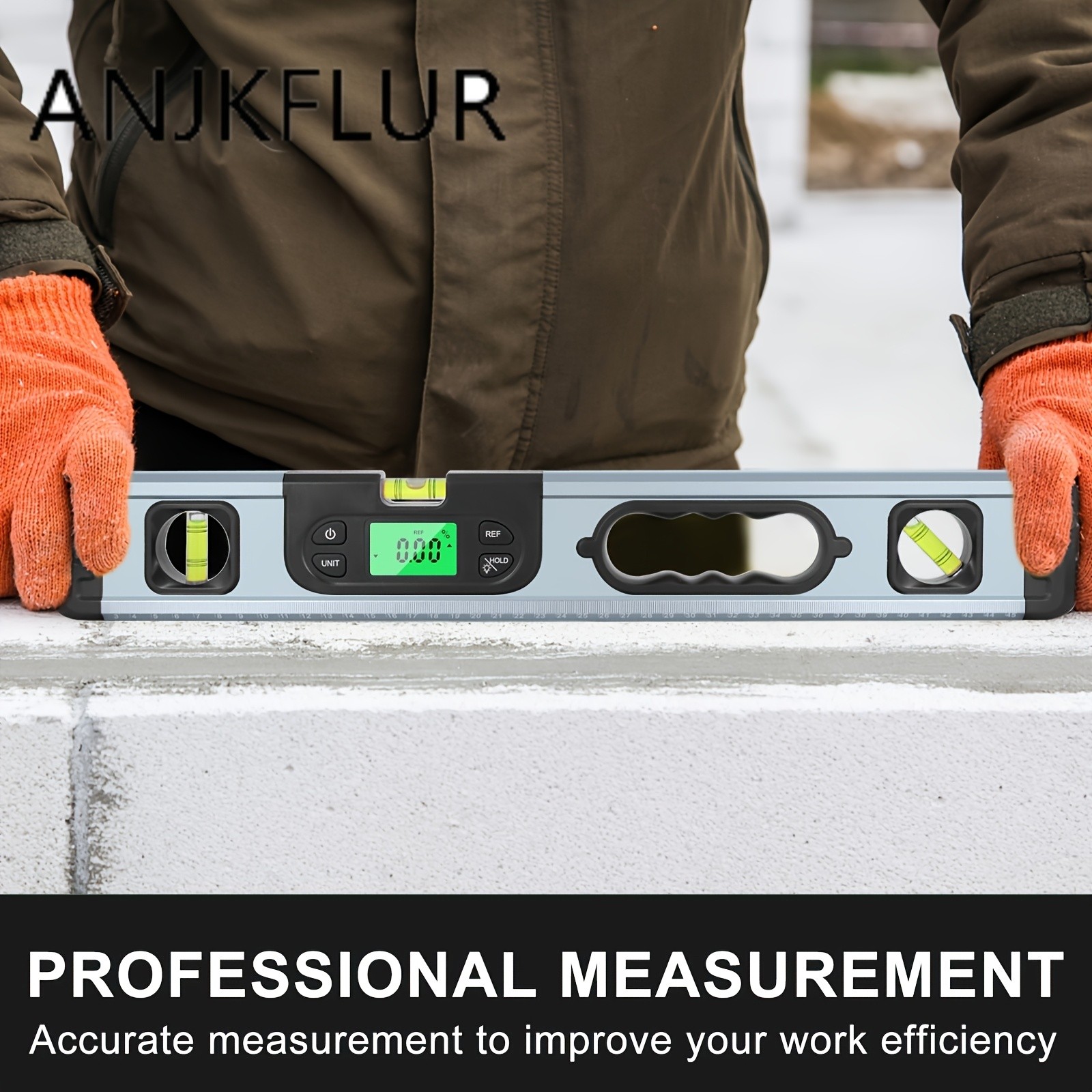 ANJKFLUR Heavy-Duty Digital Level Ruler Inclinometer Protractor